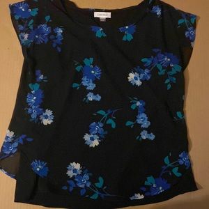 Floral black and blue Calvin Klein top